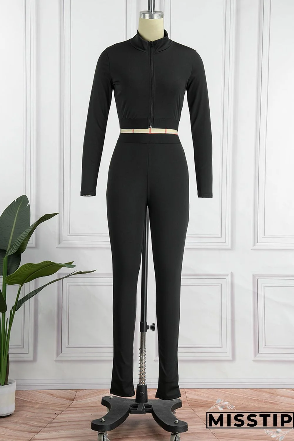 Deep Red Casual Sportswear Solid Patchwork Zipper Long Sleeve Two Pieces