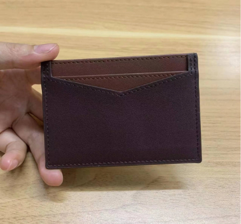 Unisex Solid Color Leather Open Card Holders