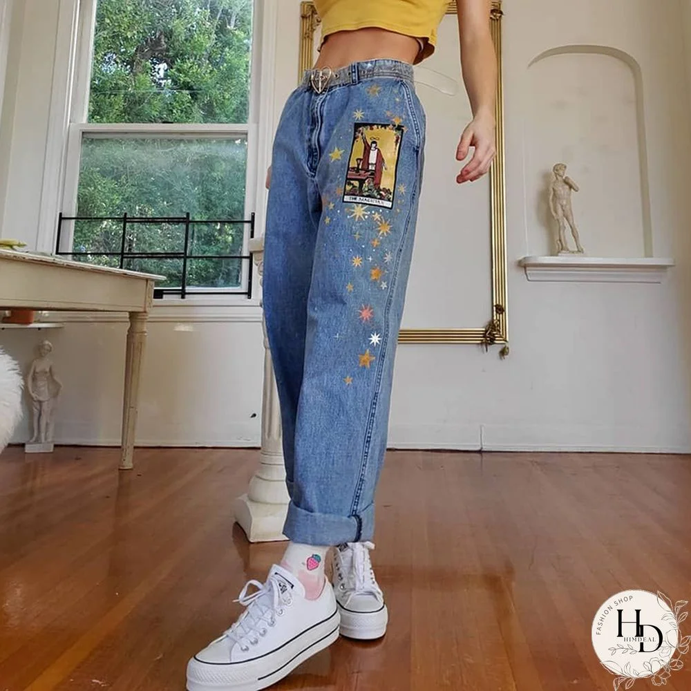 Fashion Star Printed Long Loose Jeans