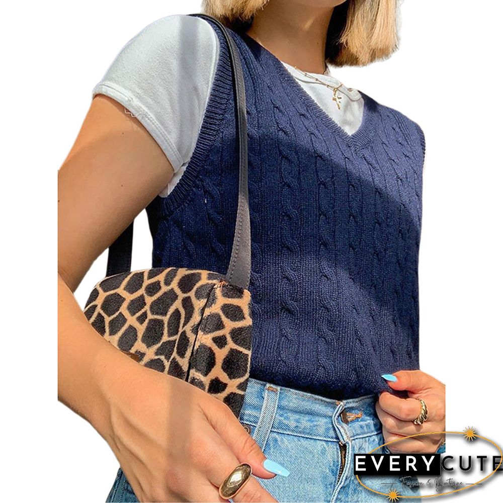 Navy Blue V Neck British Style Tank Sweater