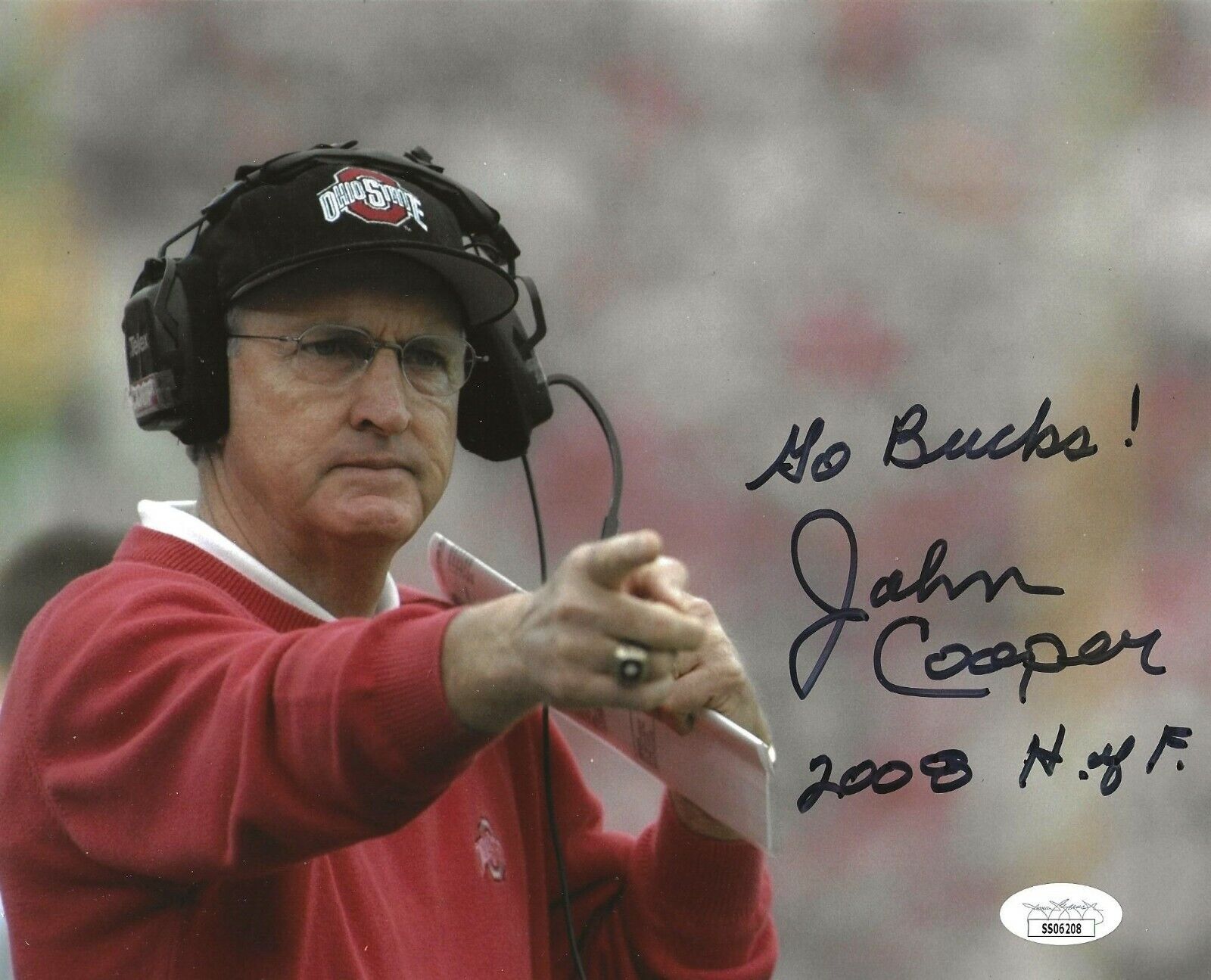 John Cooper signed Ohio State Buckeyes 8x10 Photo Poster painting autographed W/ CHOF Ins 2 JSA