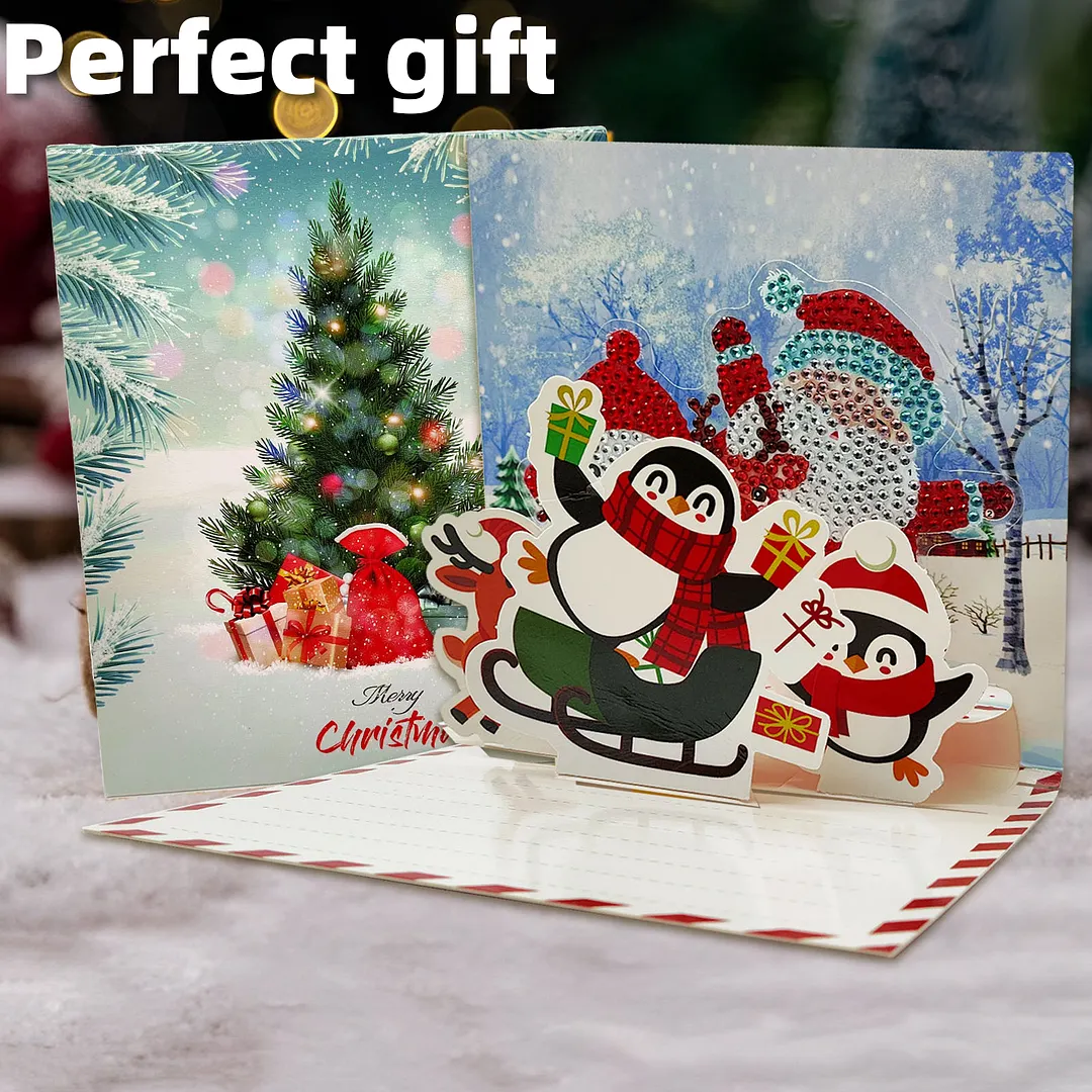 6pcs Christmas DIY Diamond Painting Greeting Card Kits with Envelopes Diamond Art Greeting Cards Diamond Art Cards Kits for Adults DIY Crafts Family Friend Gifts