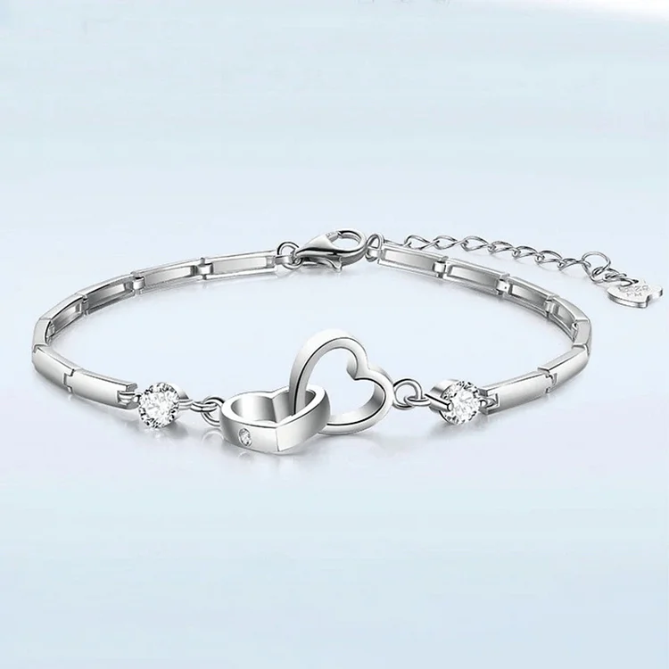For  Ride or Die - S925 The Friend Of My Heart I Love You Crystal Heart To Heart Bracelet