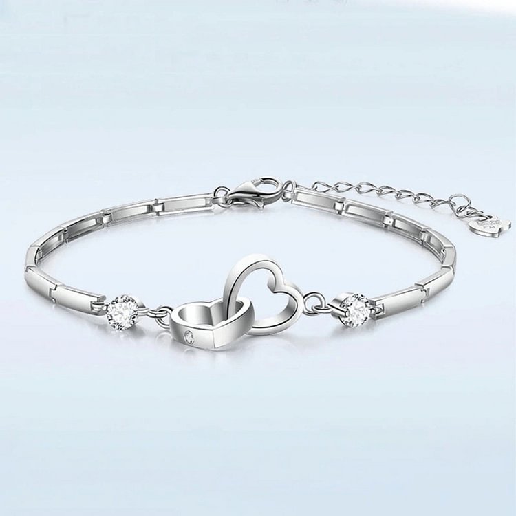 For  Ride or Die - S925 The Friend Of My Heart I Love You Crystal Heart To Heart Bracelet