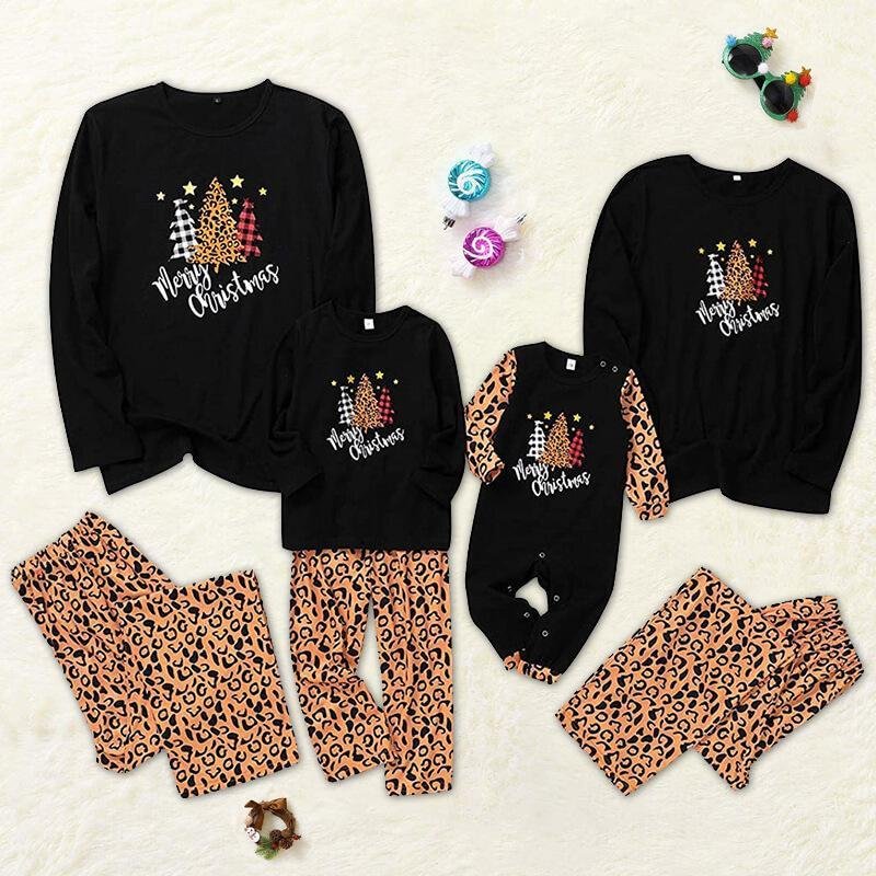 Leopard Print Christmas Family Matching Pajamas Sets