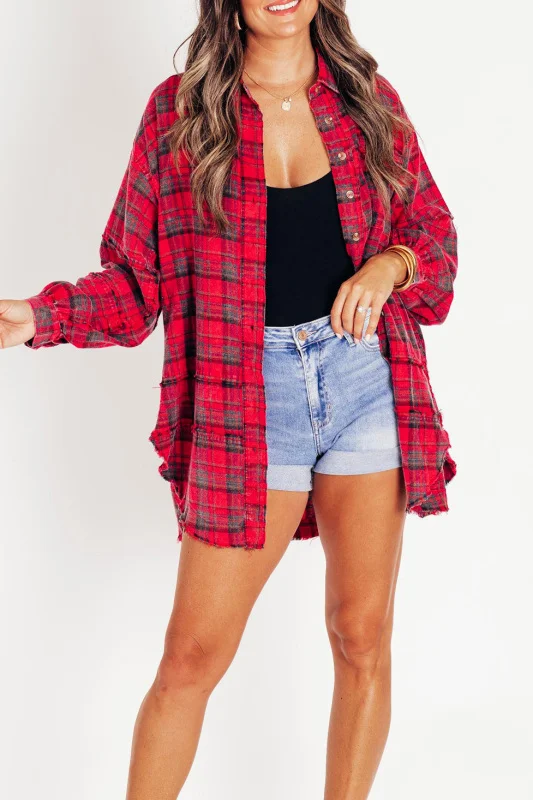 Vintage flannel plaid casual shirt cardigan jacket