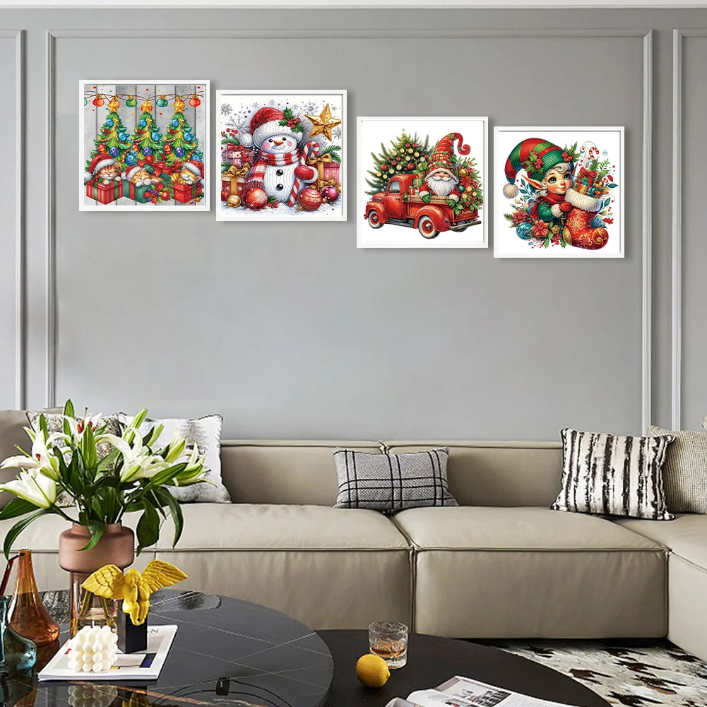 4pcs Diamond Painting - Partial Special Shaped Drill - Christmas(Canvas|40*40cm)