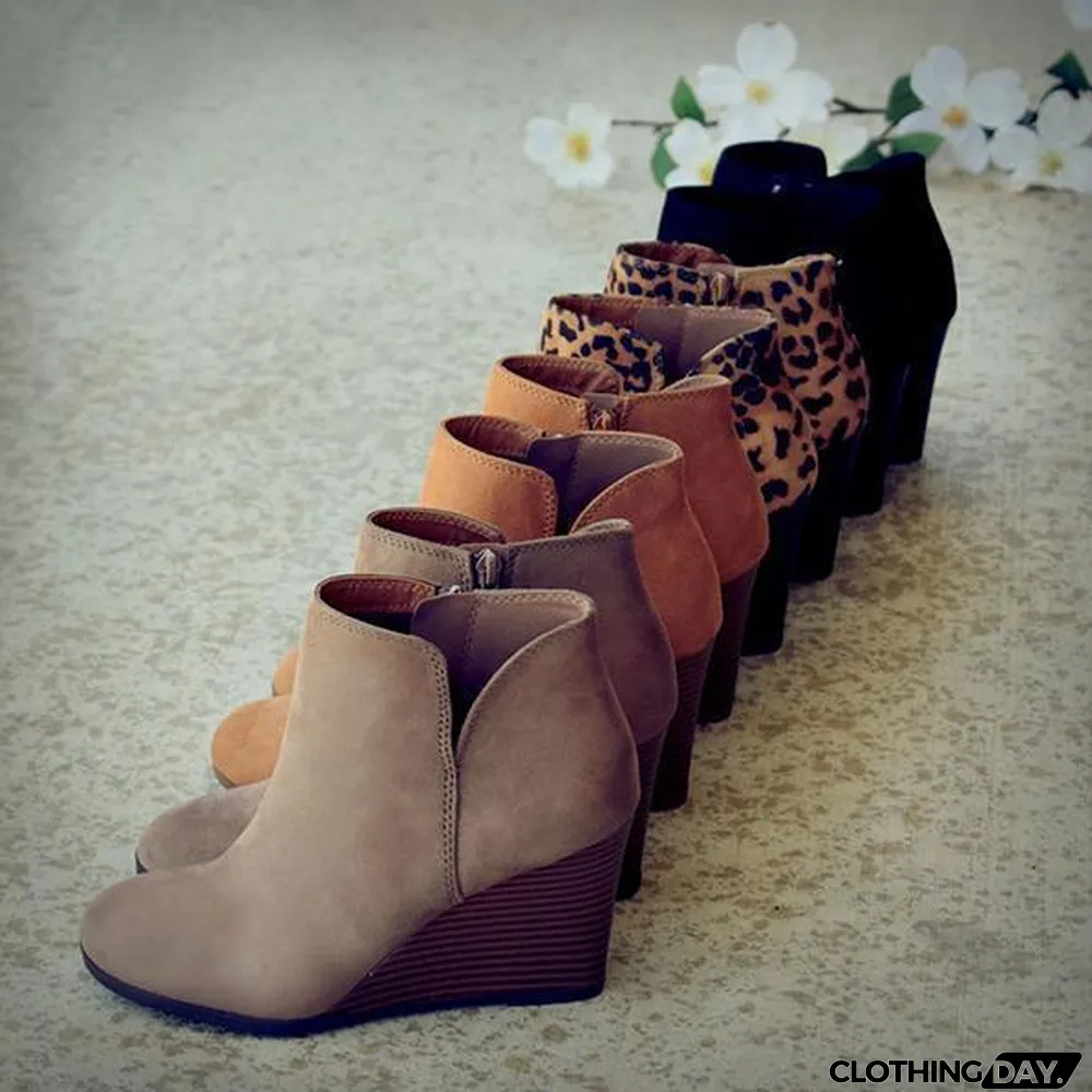 Side Slit Wedge Booties