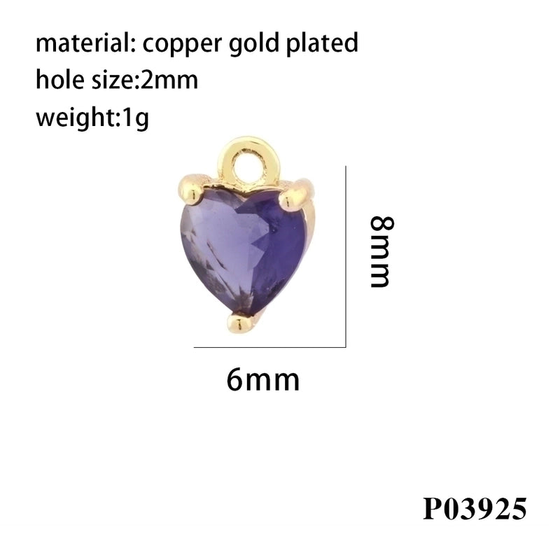 Romantic Minimalist Heart Shape Copper Plating Inlay Zircon 18k Gold Plated Valentine’s Day Charms
