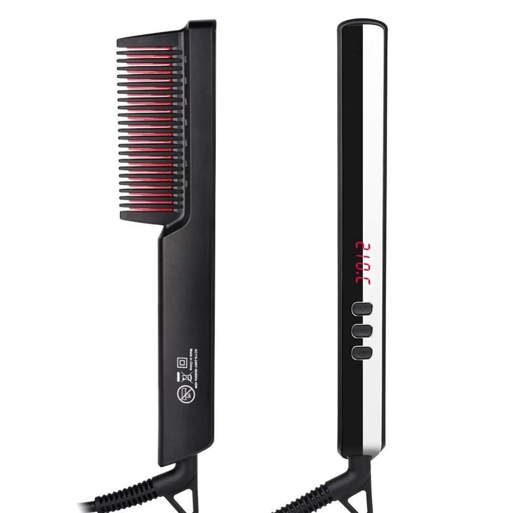 Hair Straightener Brush Electric Heating Comb Straightener Men Beard Brush