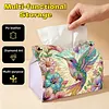 Diamond Art Painting Decorative Paper Napkin Dispenser Wear Resist Handmade Household Container Multifunction Rhinestone PU Tissue Holder Kit for Adults Home Office Gift (Color Hummingbird Floral)