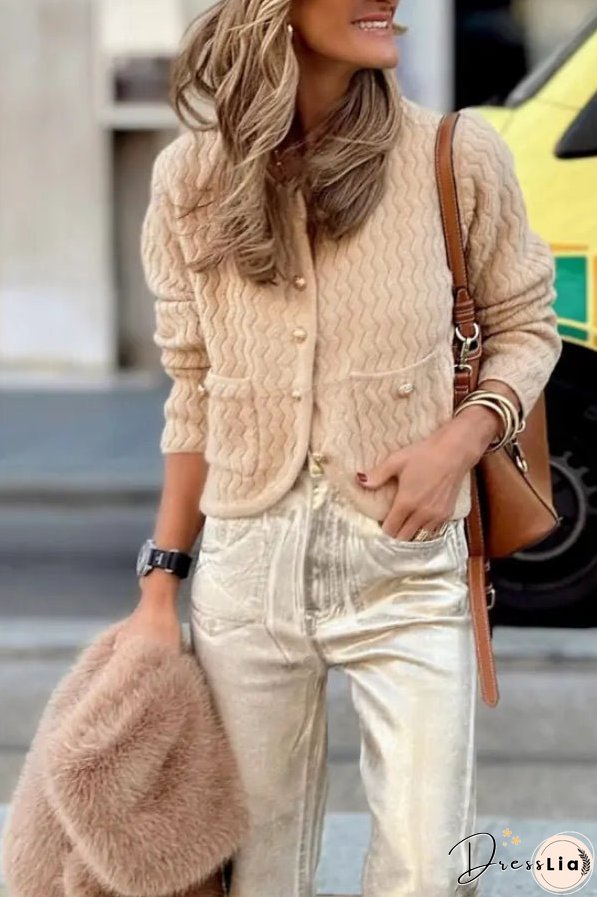 Wave Pattern Knitted Sweater