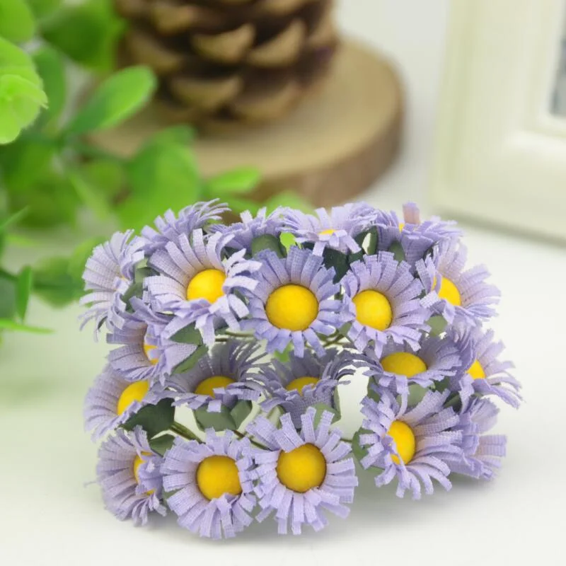 10pcs/lot Mini Silk Daisy Artificial Flowers Bouquet Multicolor Scrapbooking Flower flowers DIY Ball Stamen Wedding Decoration