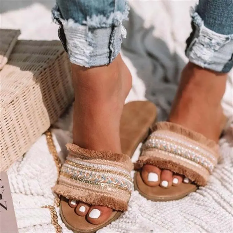 2021 Summer Women's Sandals Fashion Flat Sandals Shoes Women Platform Sandals Slip On Slides Woman Rome Retro Sandalen Dames