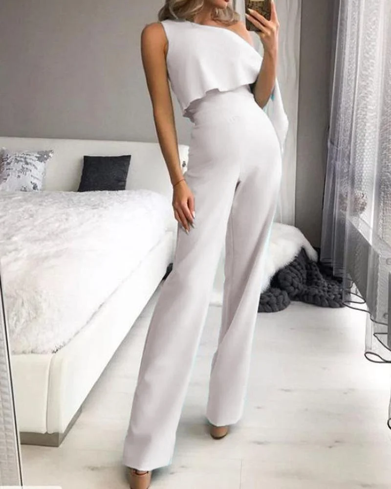 Off-the-shoulder Loose Jumpsuit