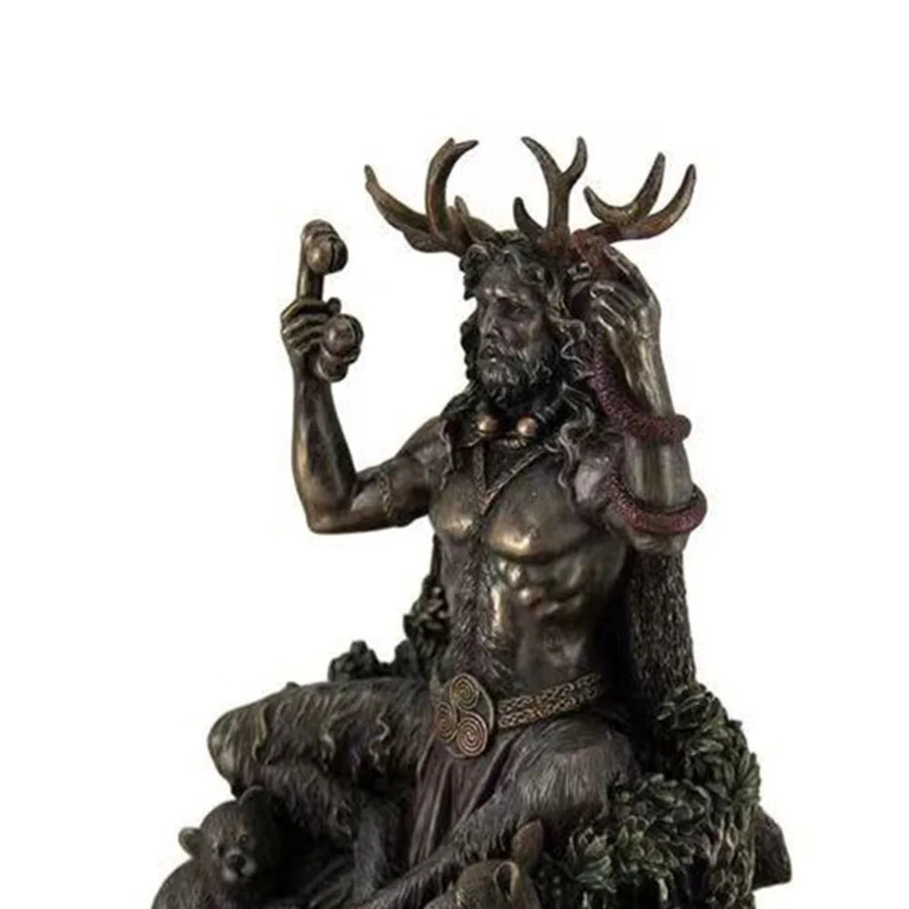 Resin Cernunnos Horned Animal God Statue Figurine Garden Home God Sculpture