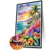 (40*60cm)Seaside Coconut Trees Flowers - Full Round Drill Diamond Painting