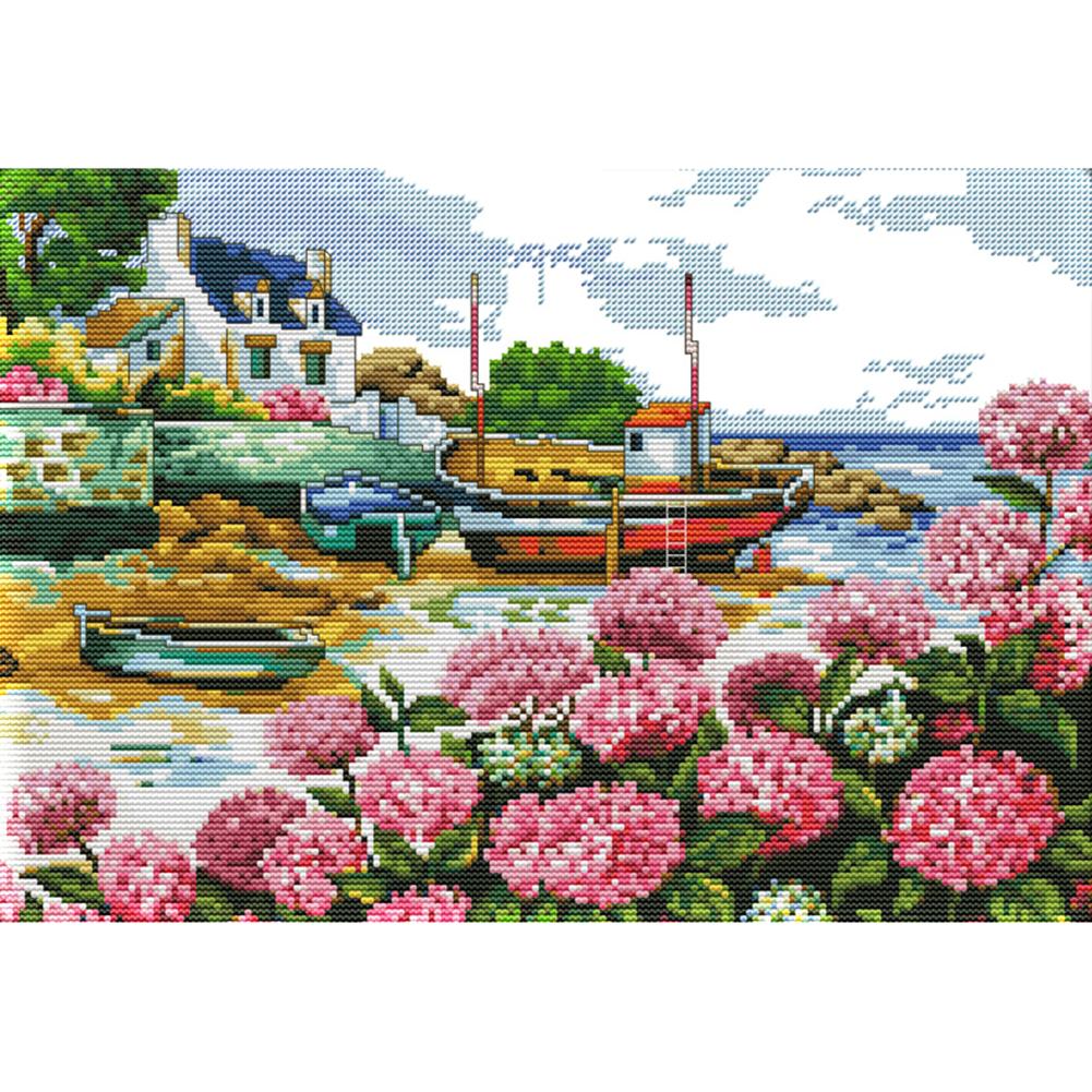 

Beautiful Seaside Scenery - 14CT Stamped Cross Stitch - 41*30cm, 501 Original