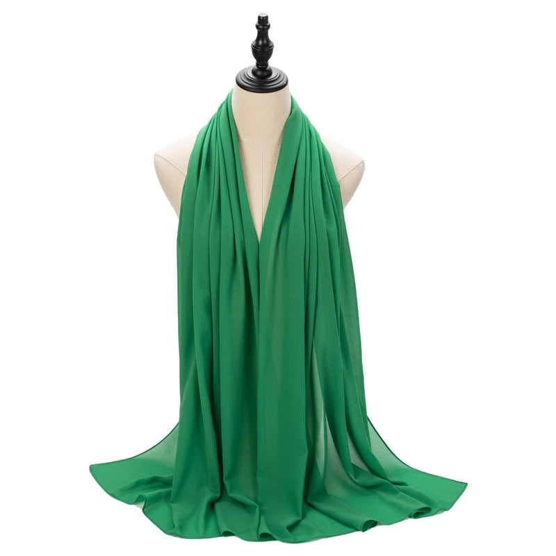 Hot Pearl Chiffon Yarn Muslim Women Hijab Silk Scarf Hui Turban Plain Long Scarf