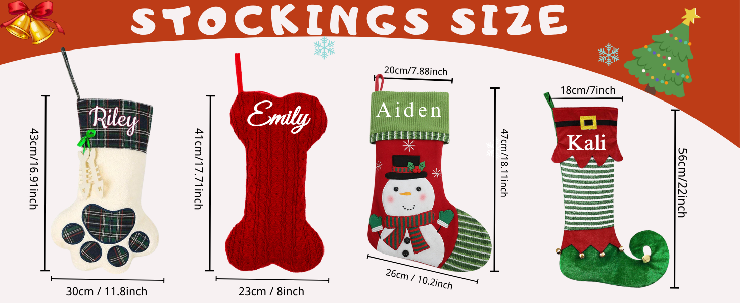 Personalized Christmas Stocking,Custom Name Christmas Stocking Size