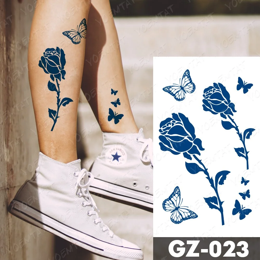 Sdrawing Lasting Ink Tattoos Body Art Waterproof Temporary Tattoo Sticker Butterfly Fairy Tatoo Arm Fake Feather Rose Swallow Tatto