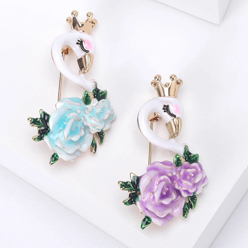 Elegant Cute Pin Swan Alloy Enamel Women's Brooches