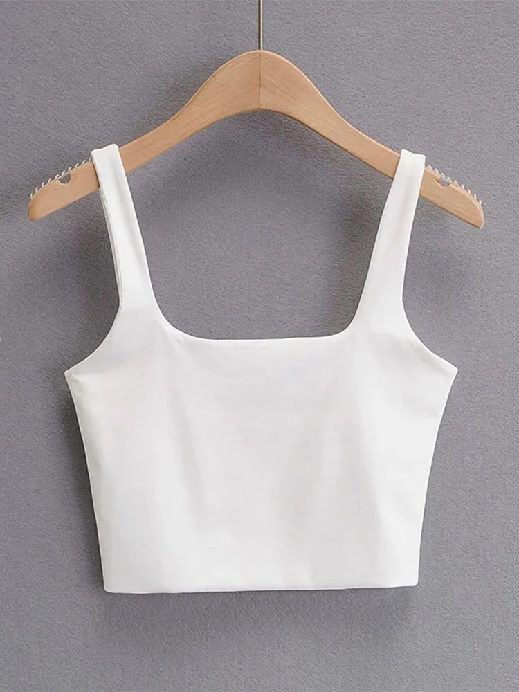 Ueong Ueong Temperament Sexy Back Double Small Vest Summer Women's New Pure Color Versatile Short Sleeveless Jacket