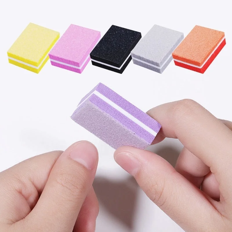 10pcs/lot Mini Sponge Nail File Colorful Sanding Buffer UV Gel Polish Set Block Nail Files Double Side Nagel Nail Art Tools-Nail Inspo