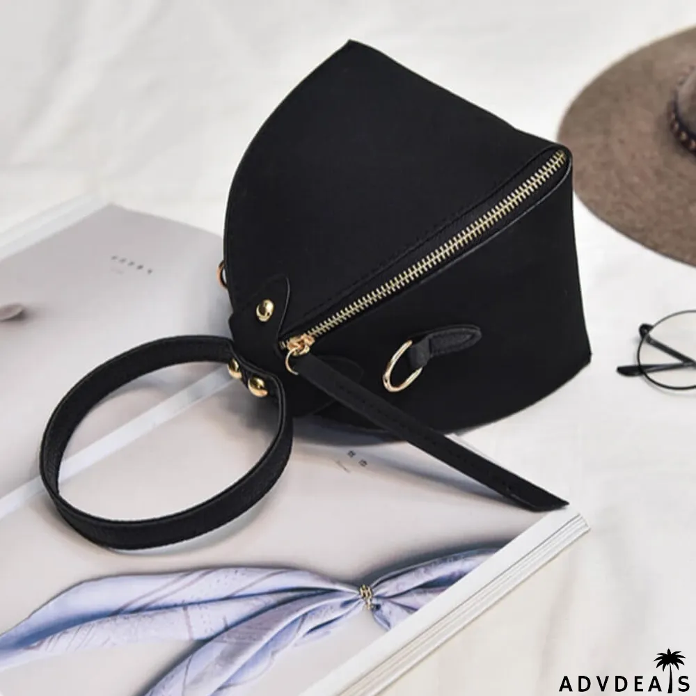 Black Fashion Solid Zipper Design Crossbody Bag