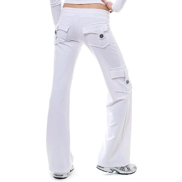 Brownm Elastic Waist Button Pocket Yoga Pants