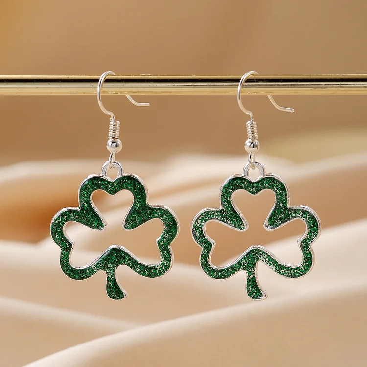 St. Patrick'S Day Hollow Green Earrings For Women