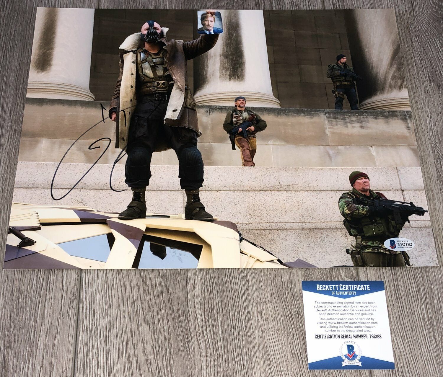 TOM HARDY SIGNED THE DARK KNIGHT RISES BANE 11x14 Photo Poster painting wPROOF & BAS BECKETT COA