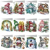 (US Local)12Pcs Christmas Snowman DIY Diamond Painting Card for Friends Family Gift