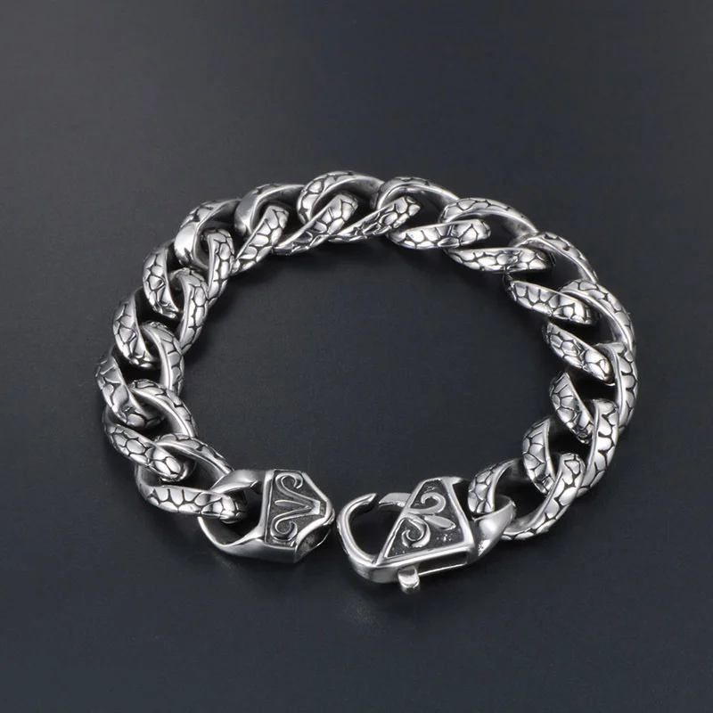 925 Silver Vintage Hip Hop Leopard Bracelet