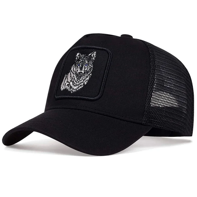 Hip Hop Black wolf Embroidery Baseball Caps Summer Mesh Snapback Hats For Women Men casquette Trucker Cap