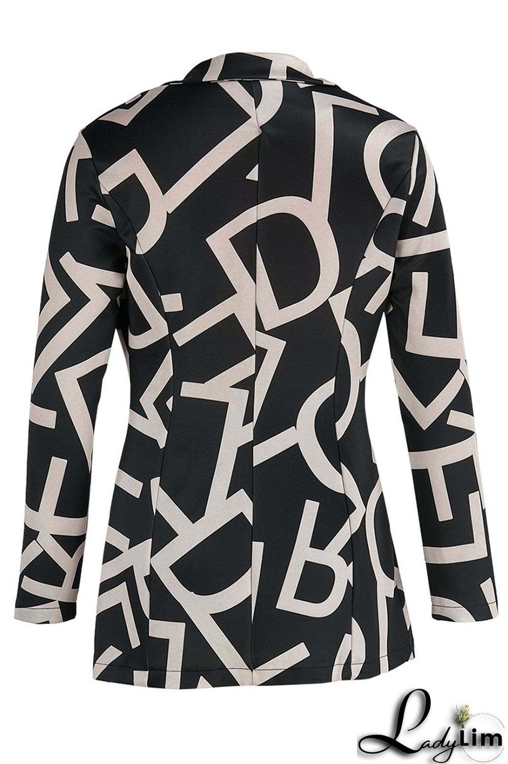 Camel Casual Print Patchwork Buttons Turn-back Collar Long Sleeve Two Pieces