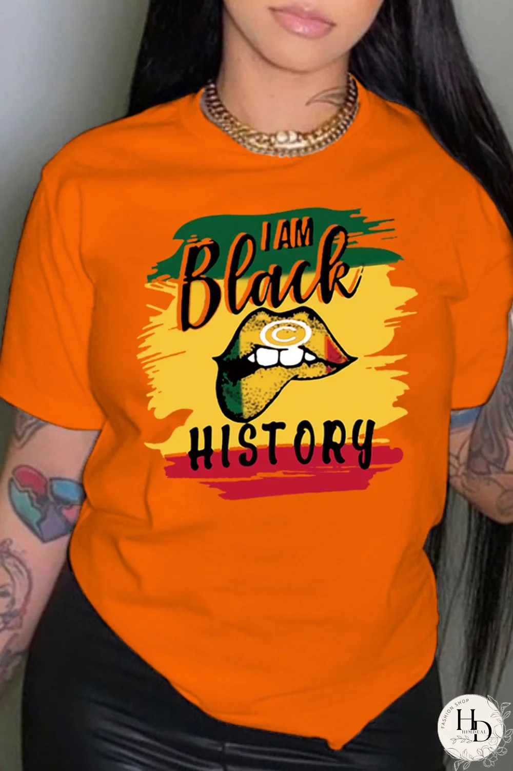 White Daily Lips Printed Patchwork O Neck T-Shirts