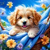 Chien - perceuse ronde peinture diamant - 40*40cm