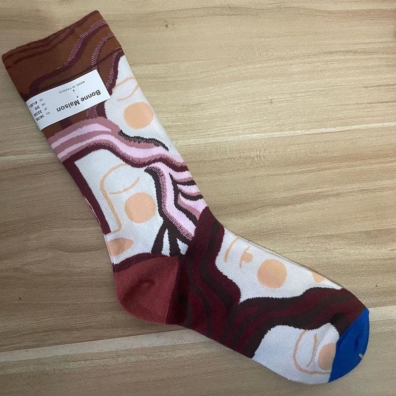 Women’s Minimalist Human Houndstooth Cotton Crew Socks A Pair