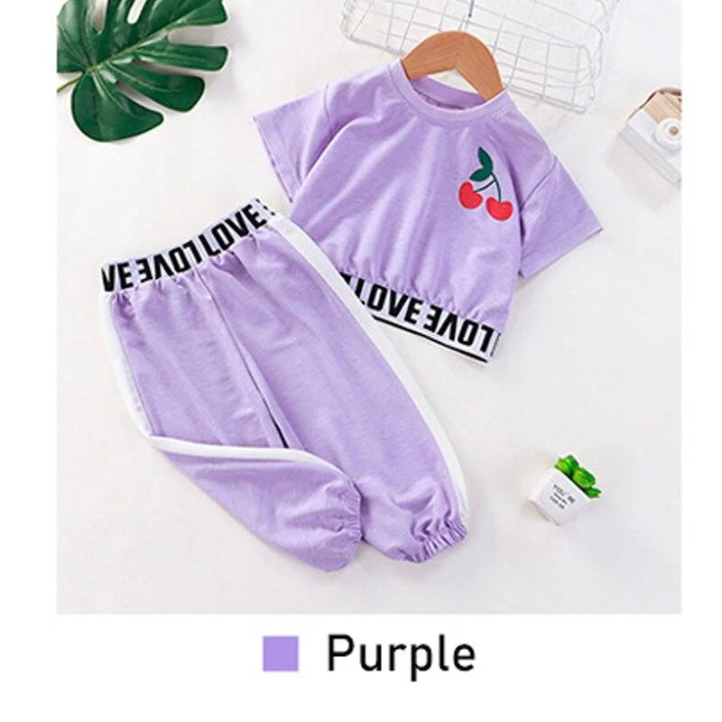 Newborn Baby Clothes Suit Kids Children Baby Girl Short-Sleeved Tops Trousers Alphabet Costume 2-Piece Set