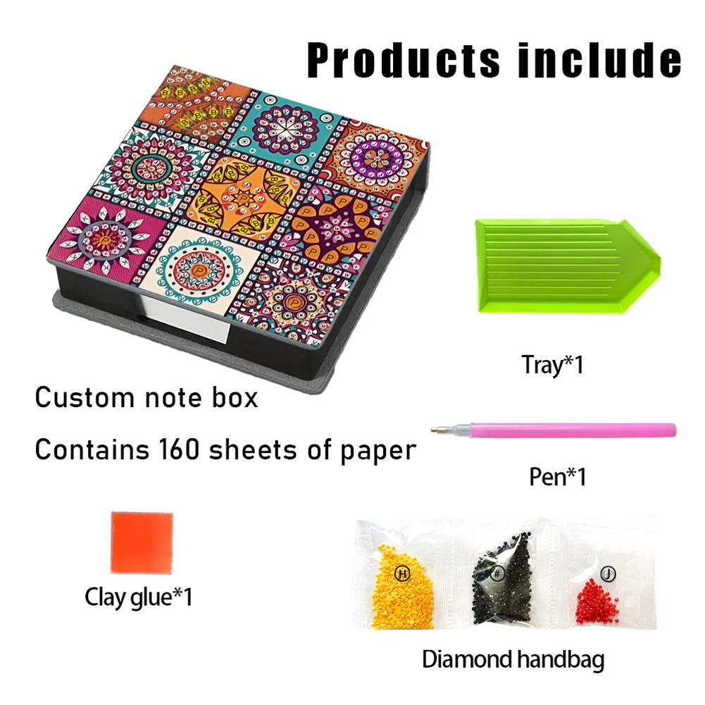 5D DIY PU Gem Painting Memo Pad Holder with 160 Sheets Paper (Mandragora)