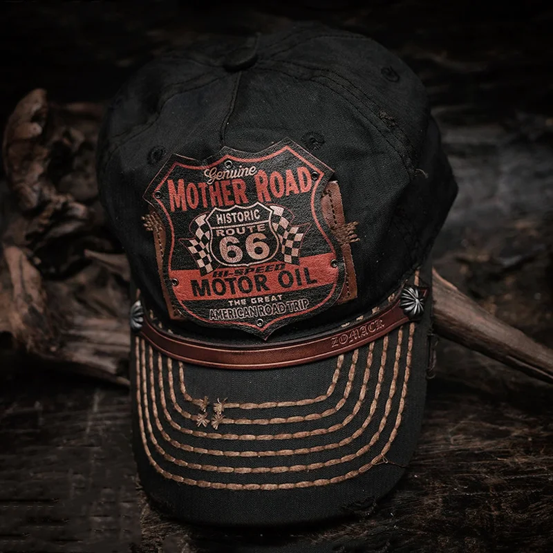 Vintage Distressed Canvas Soft Top Lettering Cap Kart Racing Baseball Cap