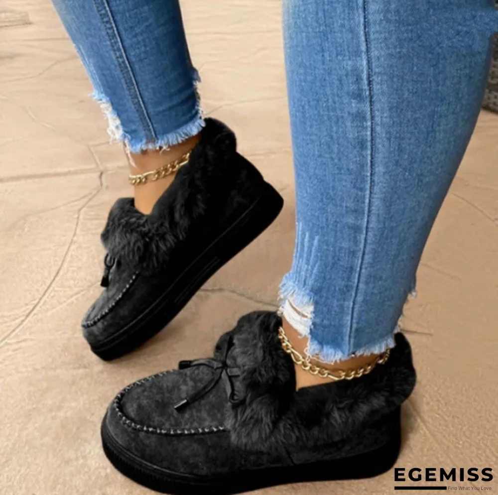 Black Casual Round Keep Warm Shoes | EGEMISS
