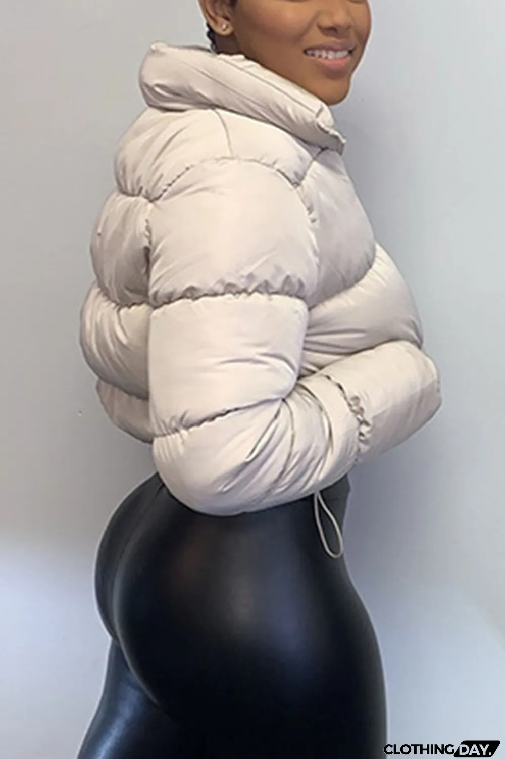 Black Casual Solid Turndown Collar Outerwear