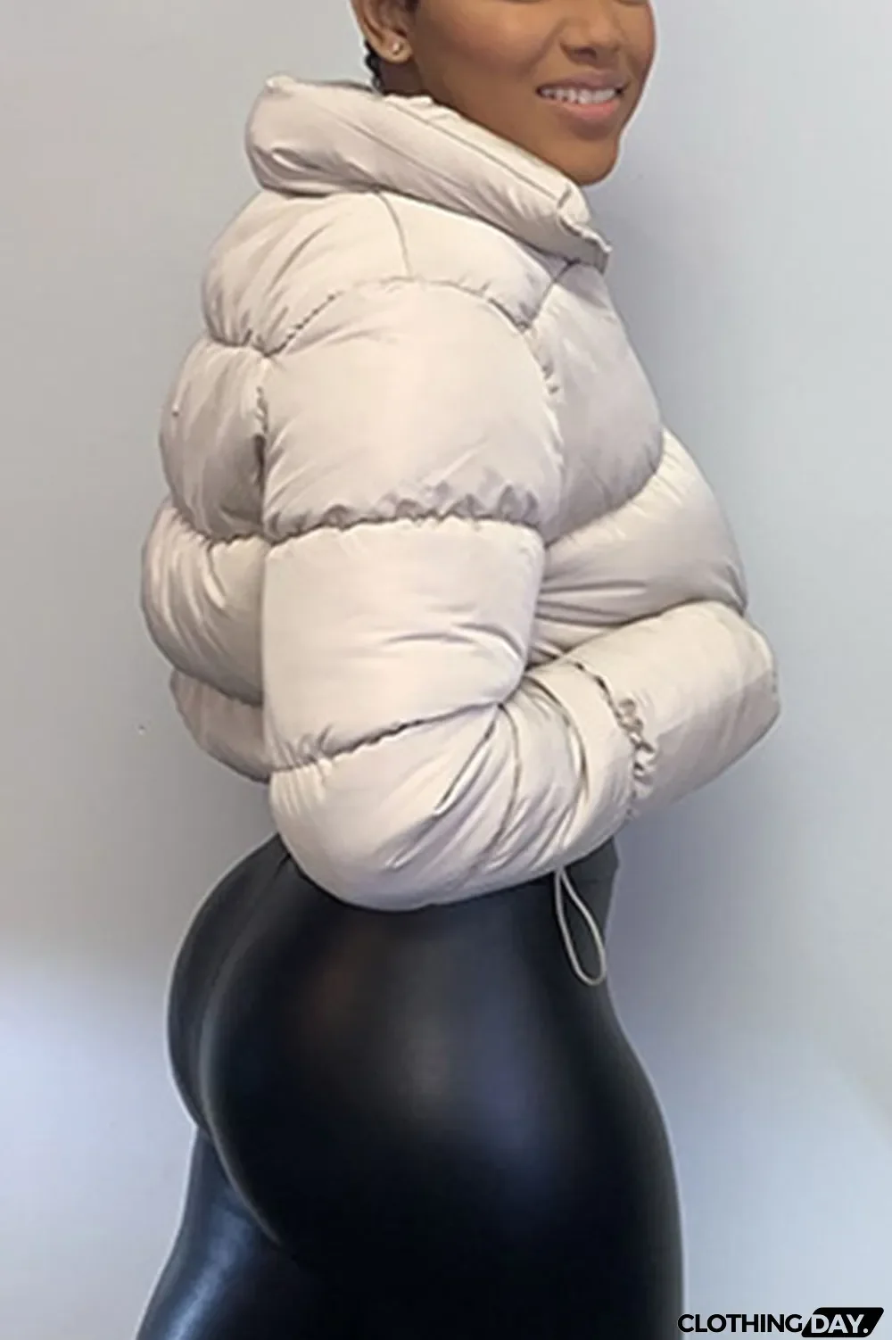 Black Casual Solid Turndown Collar Outerwear