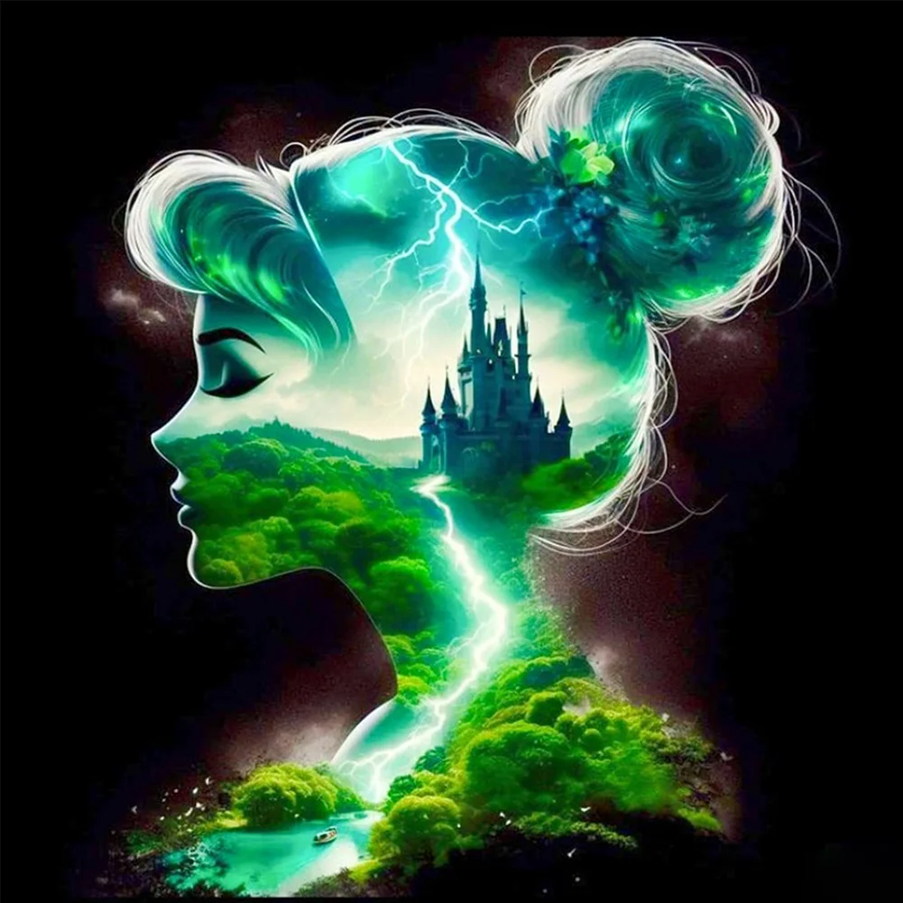 Diamond Painting - Full Square Drill - Princess Forest Silhouette(Canvas|35*35cm)