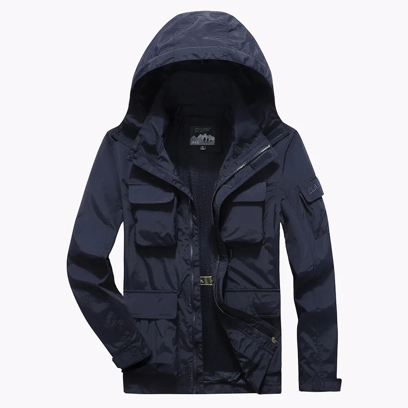 PASUXI New Arrival Autumn Quick Drying Loose Solid Color Jacket Plus Size Men's Jackets Waterproof Outdoor Jackets