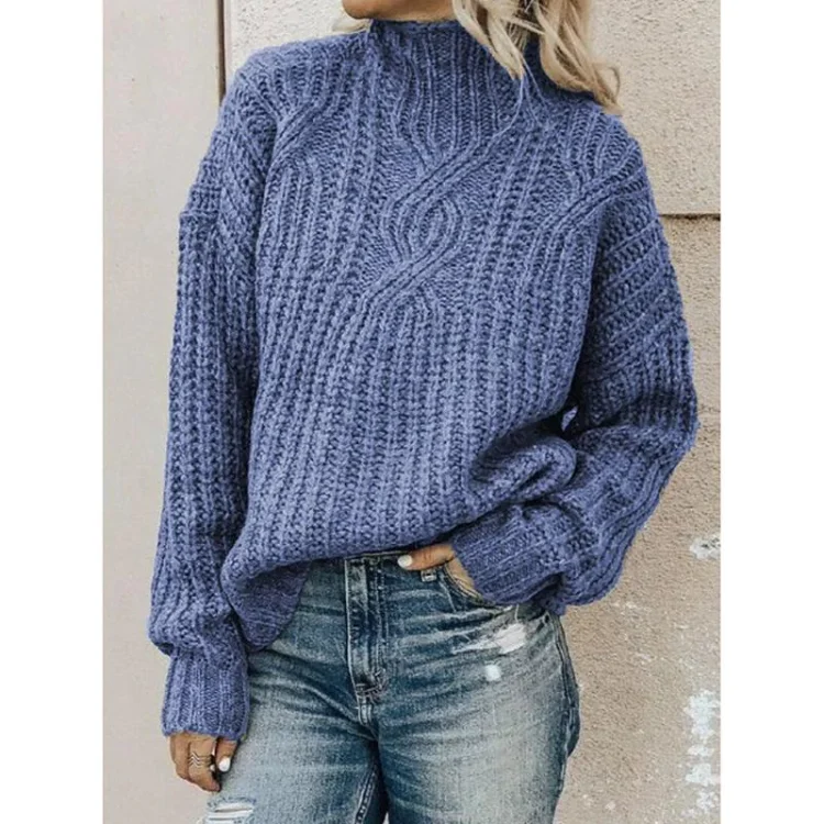 Casual Plus Size Turtleneck Sweater Pullover-Cosfine