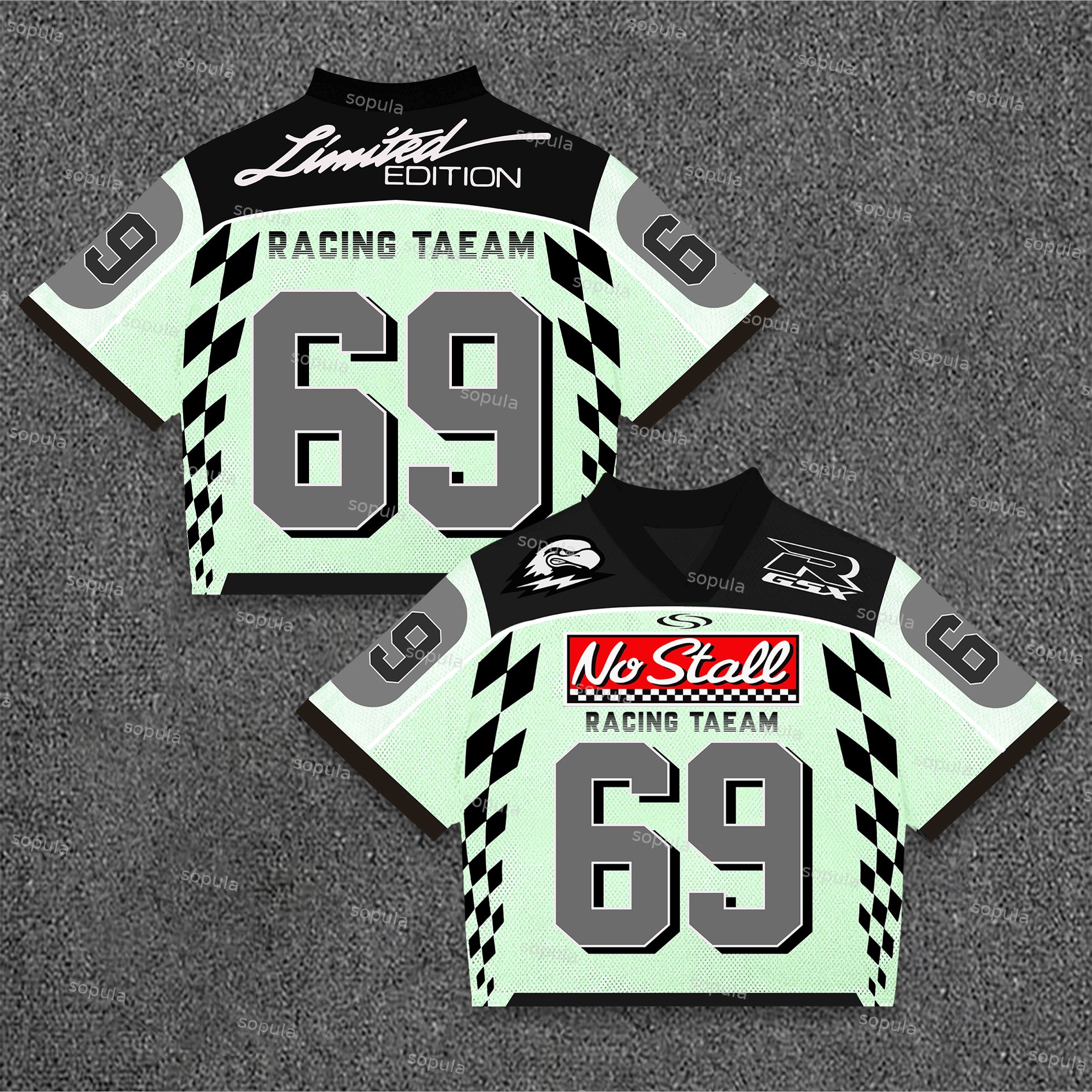 Sopula No-Stall Racing Suit No 69 Graphic Blokette Blokecore T-Shirt - Sopula｜Premium Graphic Tees & Graphic Clothing
