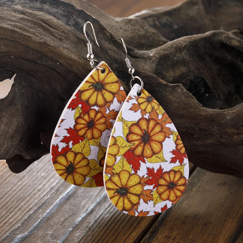 Maple Leaf Thanksgiving Leather Earrings